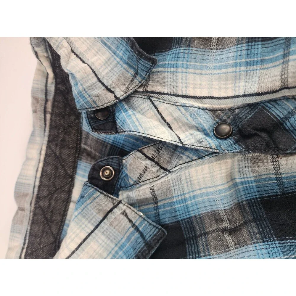 HARLEY-DAVIDSON MEN'S 2XL SNAP UP PLAID SHORT SLEEVE SHIRT BLUE/BLACK